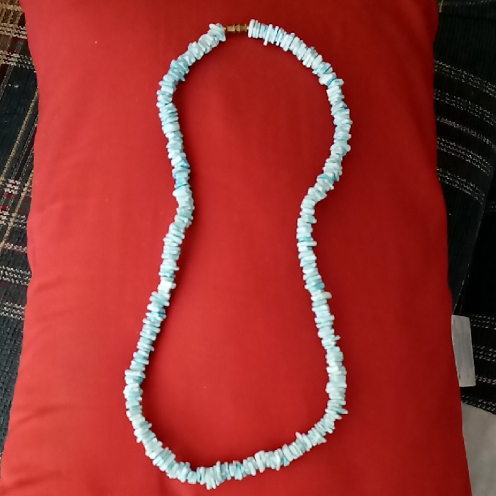 Retro Blue Shell Necklace And Bracelet - Picture 2 of 6